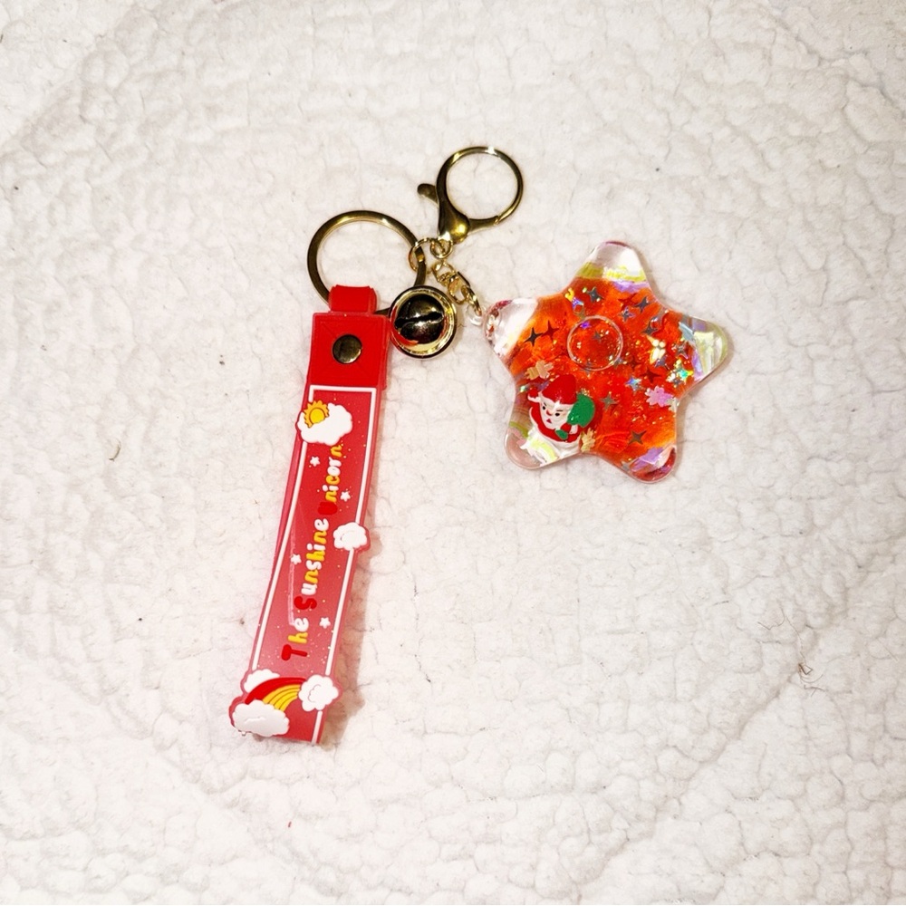 Holiday Santa Keychain/Fob  with Red Strap NWT